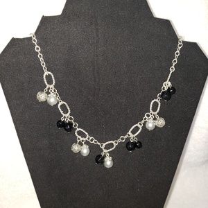 Silver & black necklace and earrings
